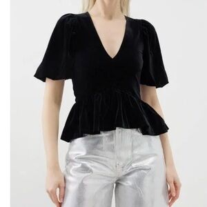 GANNI Black Velvet Skirt